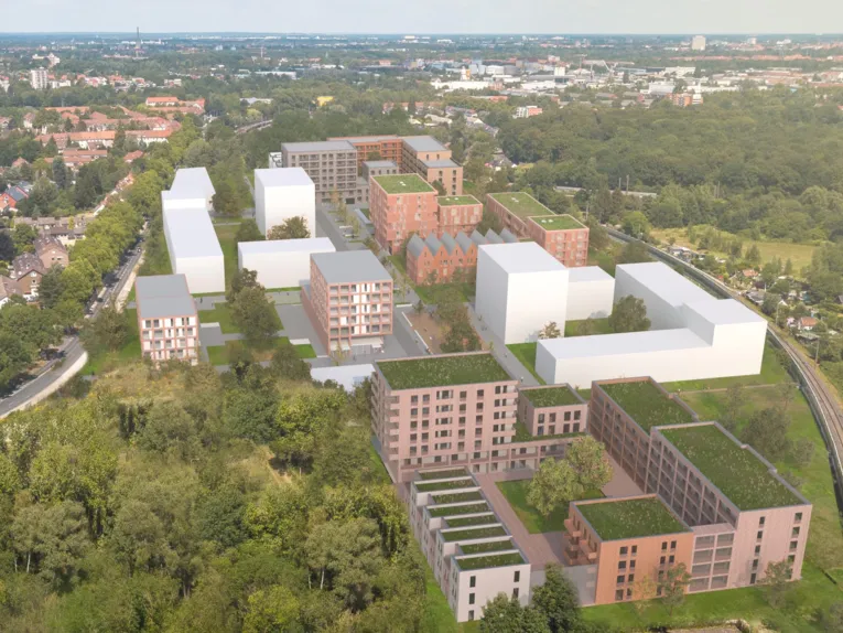 Visualisierung eines Gebäudekomplexes.
